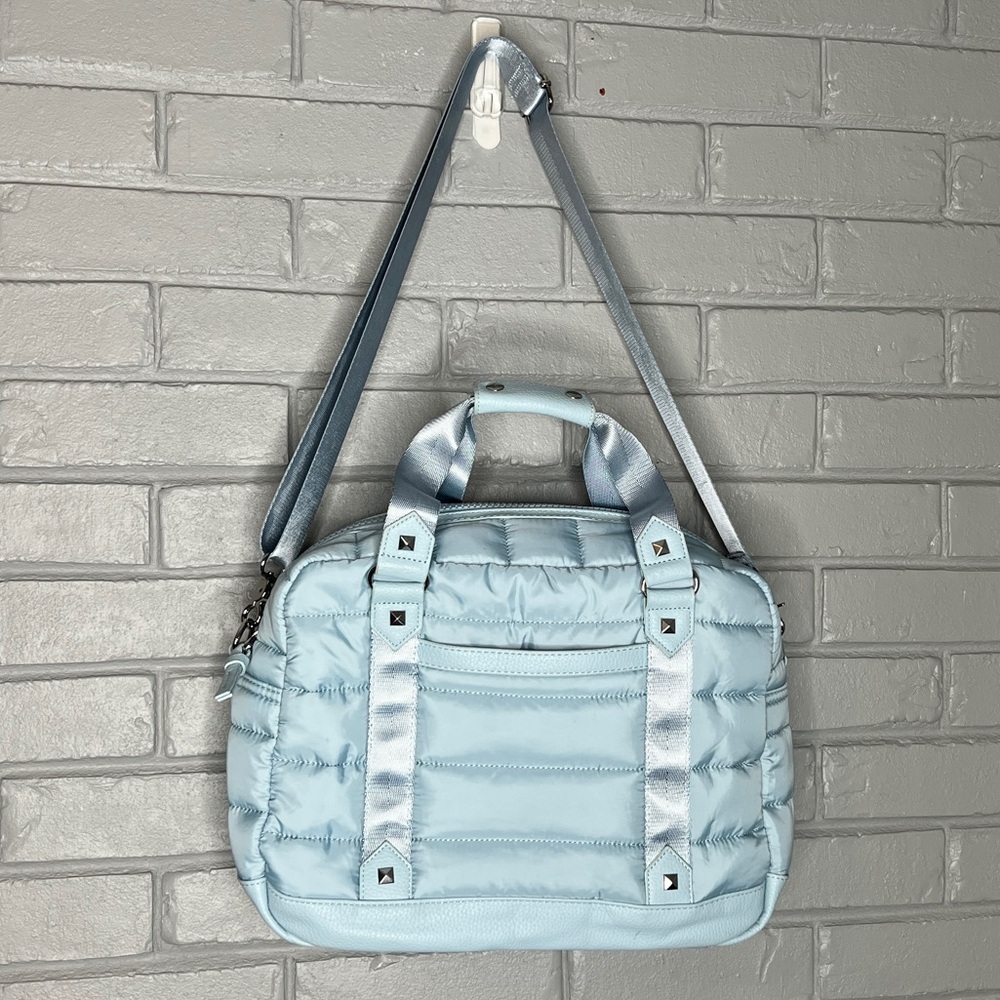 CYNTHIA ROWLEY Light Blue Nylon Channel Weekender - Picture 6 of 16